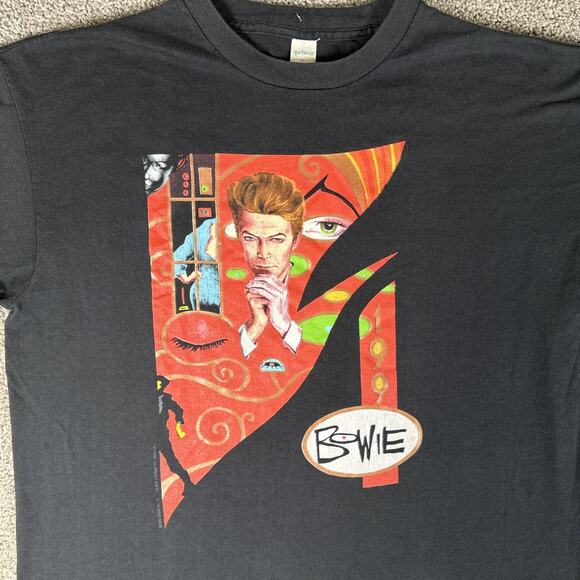 Vtg David Bowie Shirt Men XL (Fits M) Black Ziggy Stardust Sound Vision Tour 90’ - Picture 3 of 11